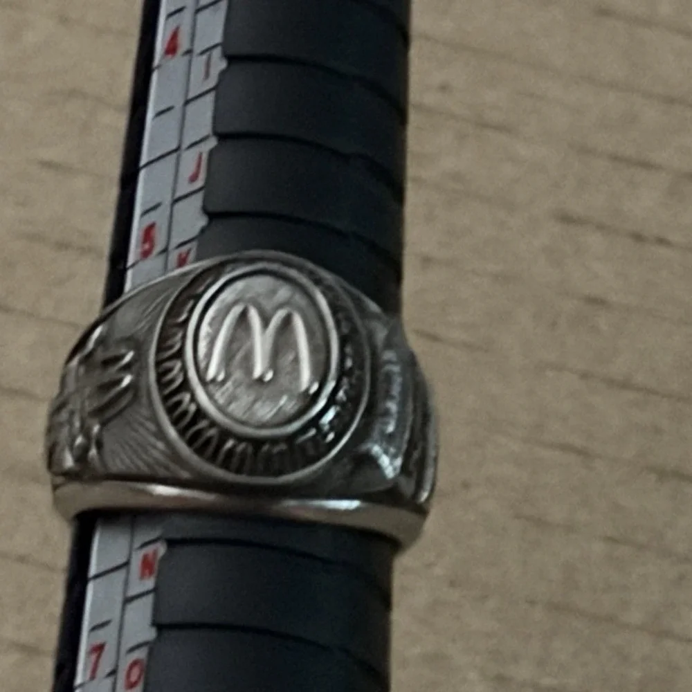 McDonald's Service Ring Vintage Signet‎ Silver Tone 15 Year Logo Size 6 1990s
